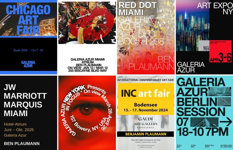 Internationale Ausstellungen von Ben Plaumann Plakate der Ausstellungen von Ben Plaumann in Chicago, Miami, New York, Berlin und am Bodensee