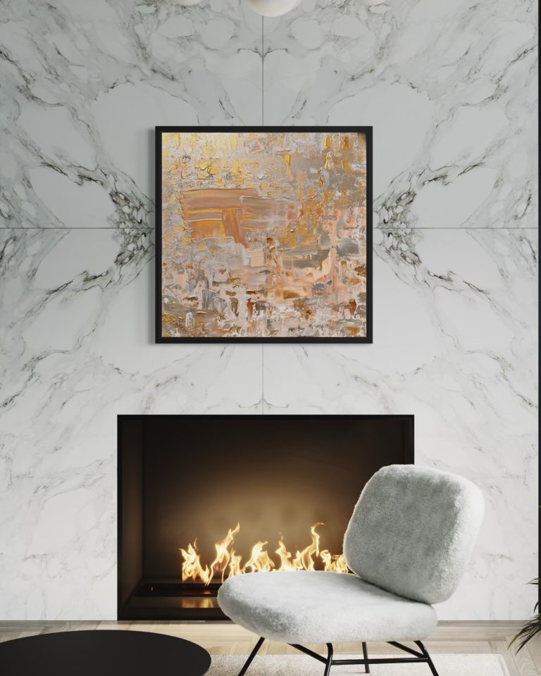 Yin no. 9 in gold und silber antik-anmutend „Abstraktes zeitgenössisches Acrylgemälde aus der Serie Antik‑Anmutend von Ben Plaumann“