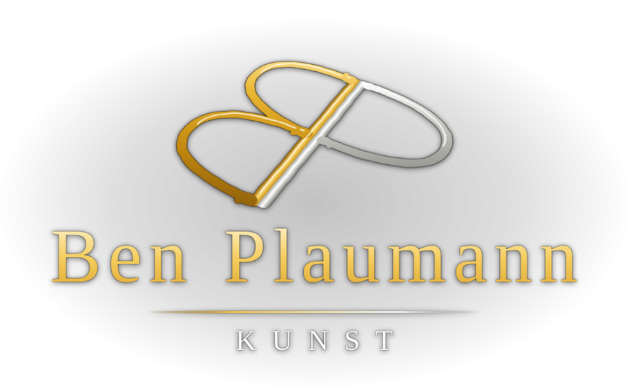 Ben Plaumann Kunst – Logo mit BP-Monogramm in Gold und Silber
